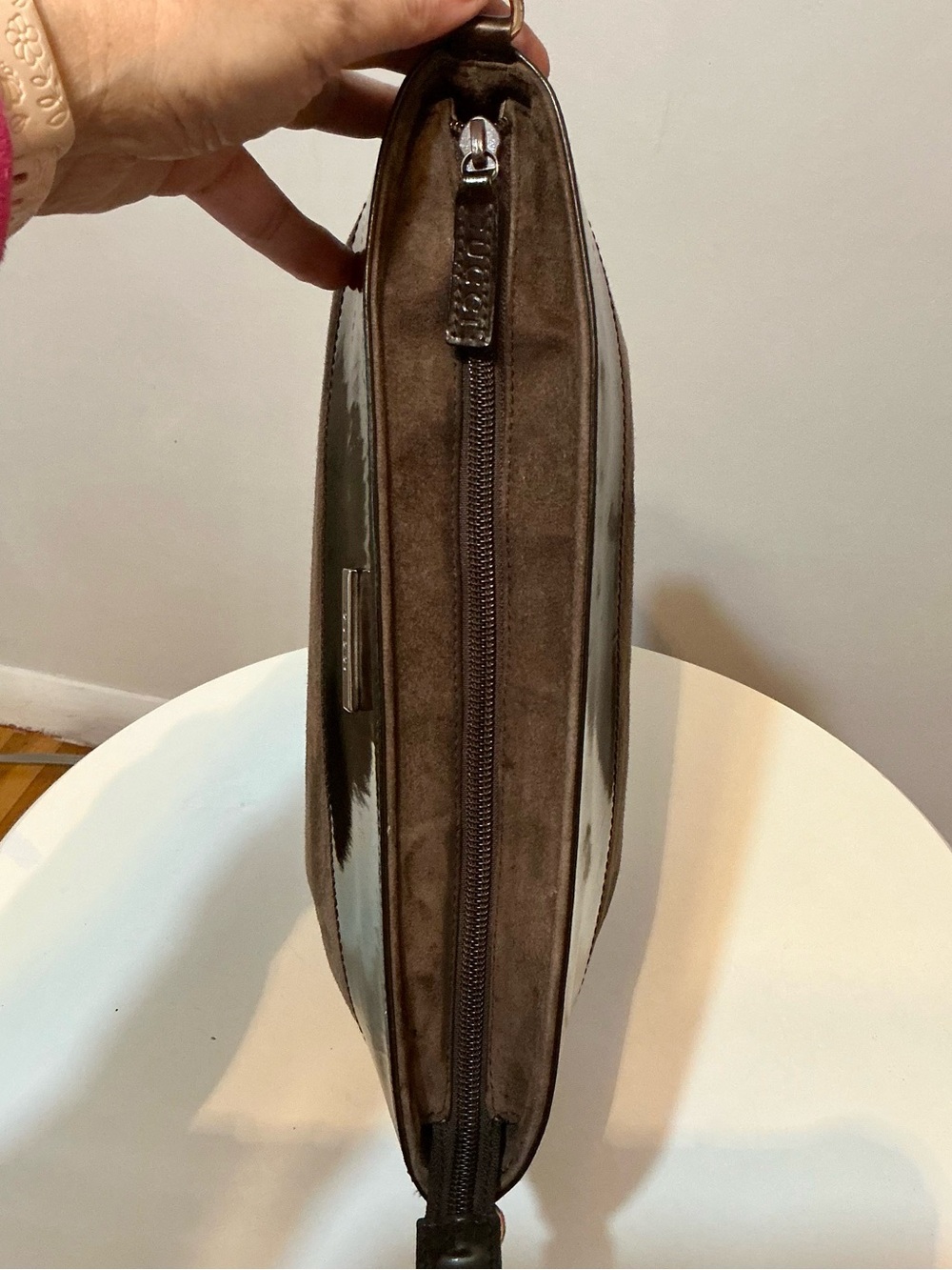 Gucci Rare Vintage Brown Suede & Patent Leather Shoulder Crossbody Bag - Picture 8 of 15